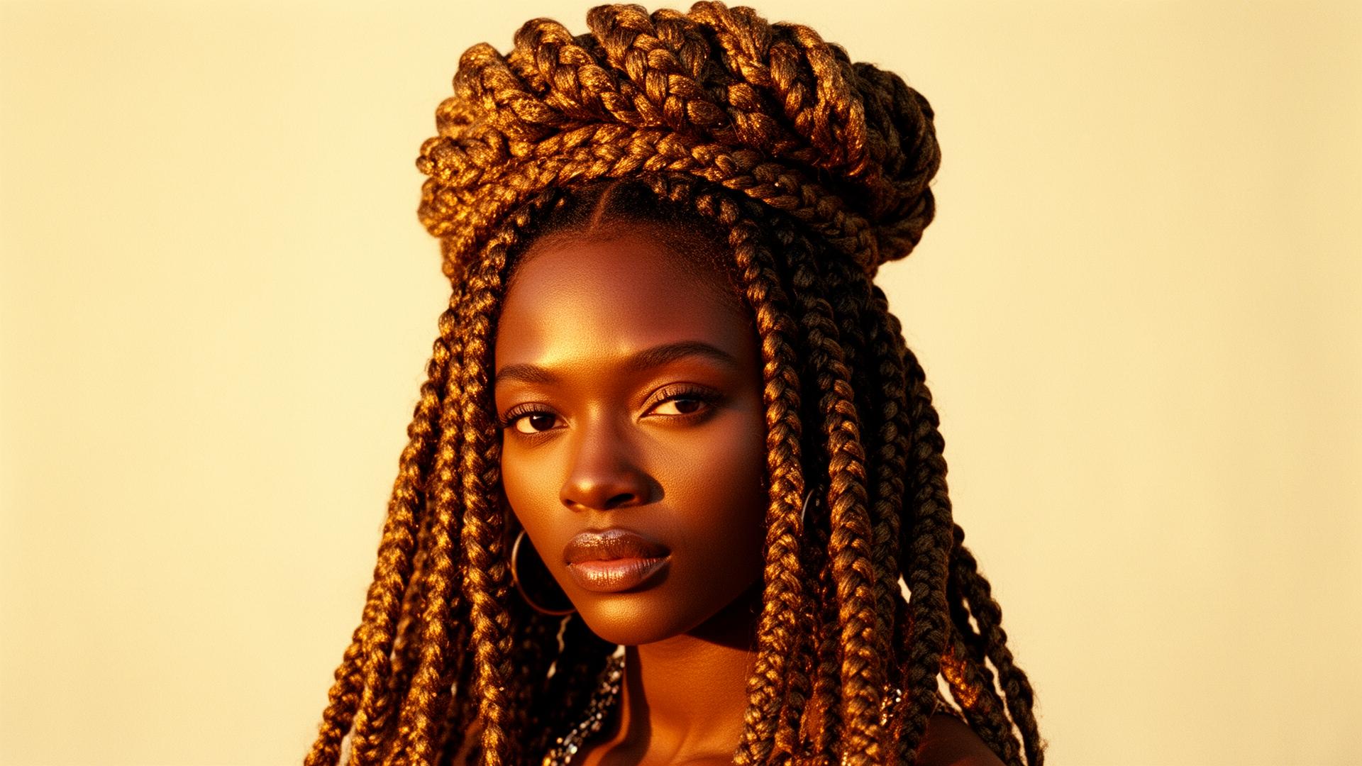 Model with braided crown updo